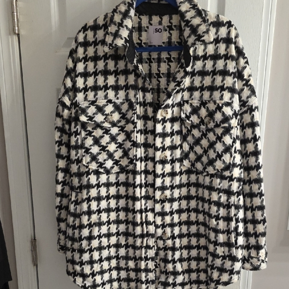 SO Black and White Houndstooth Jacket